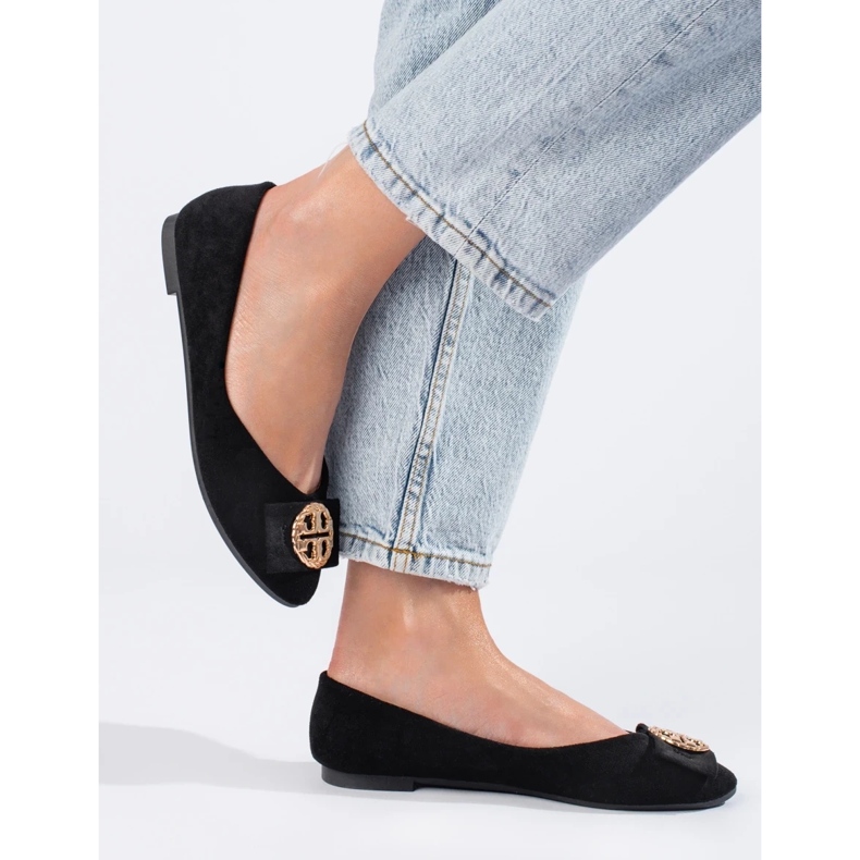 W. Potocki Black suede ballerinas with decoration from Potocki 1