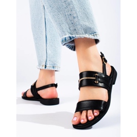 W. Potocki Ladies' black sandals with gold decoration from Potocki 2