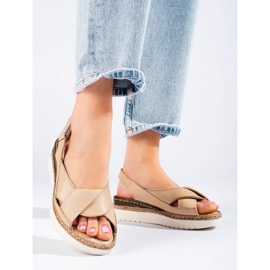 W. Potocki Women's low wedge sandals Potocki beige 2