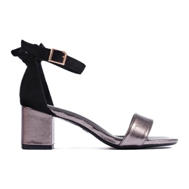 W. Potocki Black and silver sandals with a bow from Potocki 2