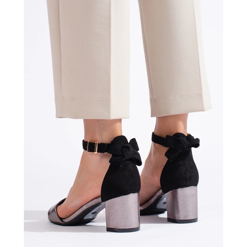 W. Potocki Black and silver sandals with a bow from Potocki 1