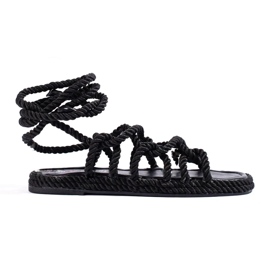 Women's braided lace-up sandals Shelovet black 2