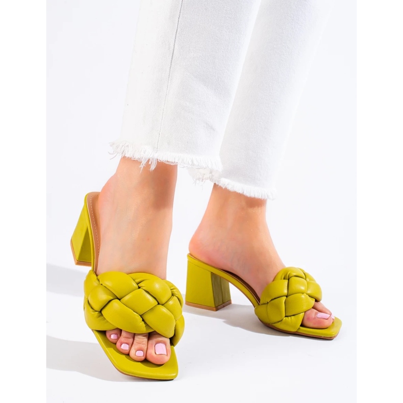 Women's green Shelovet heeled sandals 1