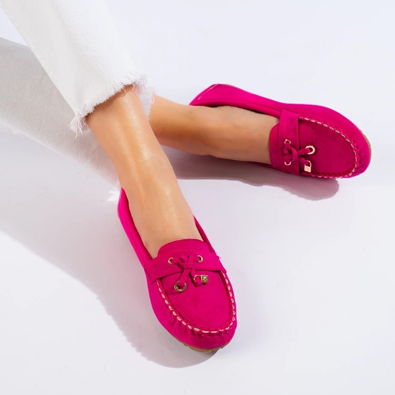 Women's pink suede loafers from Shelovet 2
