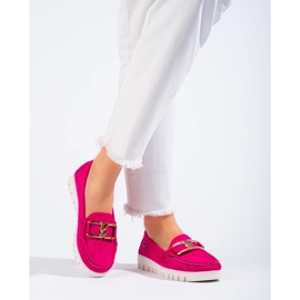 Suede moccasins on a thick sole pink Shelovet 2 Suede moccasins on a thick sole pink Shelovet 2