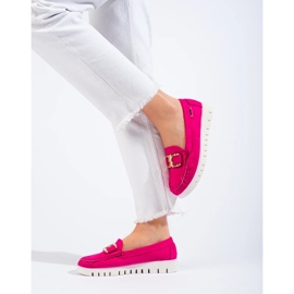 Suede moccasins on a thick sole pink Shelovet 1