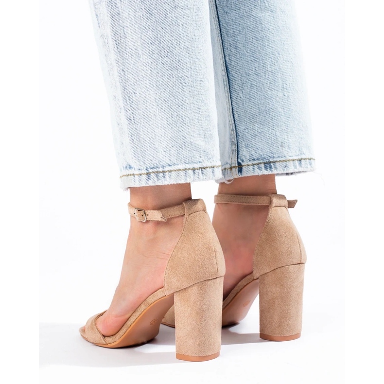 Shelovet beige suede block sandals 2