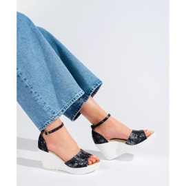 Black and white women's wedge sandals from Shelovet 2 Black and white women's wedge sandals from Shelovet 2