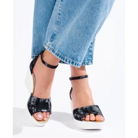 Black and white women's wedge sandals from Shelovet 1 Black and white women's wedge sandals from Shelovet 1