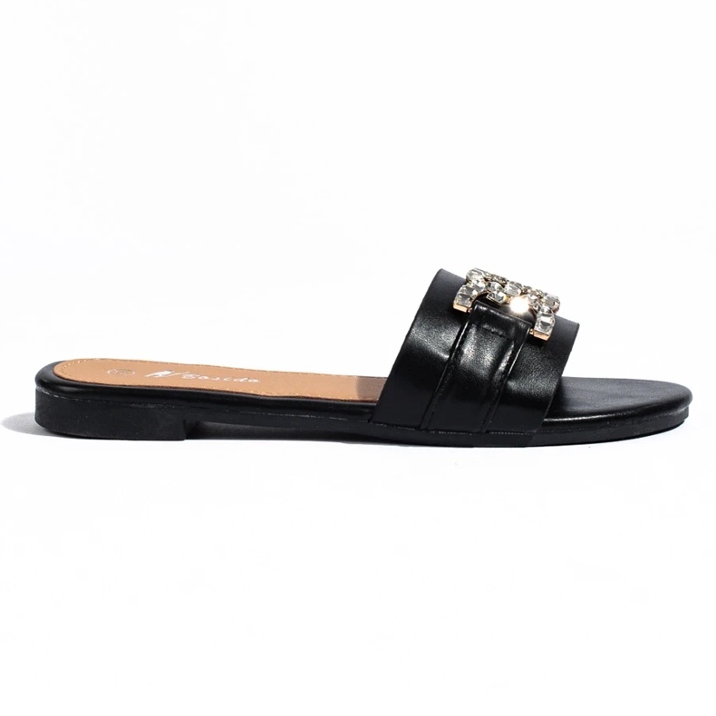 Women's black sandals with an elegant Shelovet buckle 1