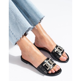 Women's black sandals with an elegant Shelovet buckle 2