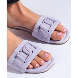 Women's purple suede slippers from Shelovet violet 1