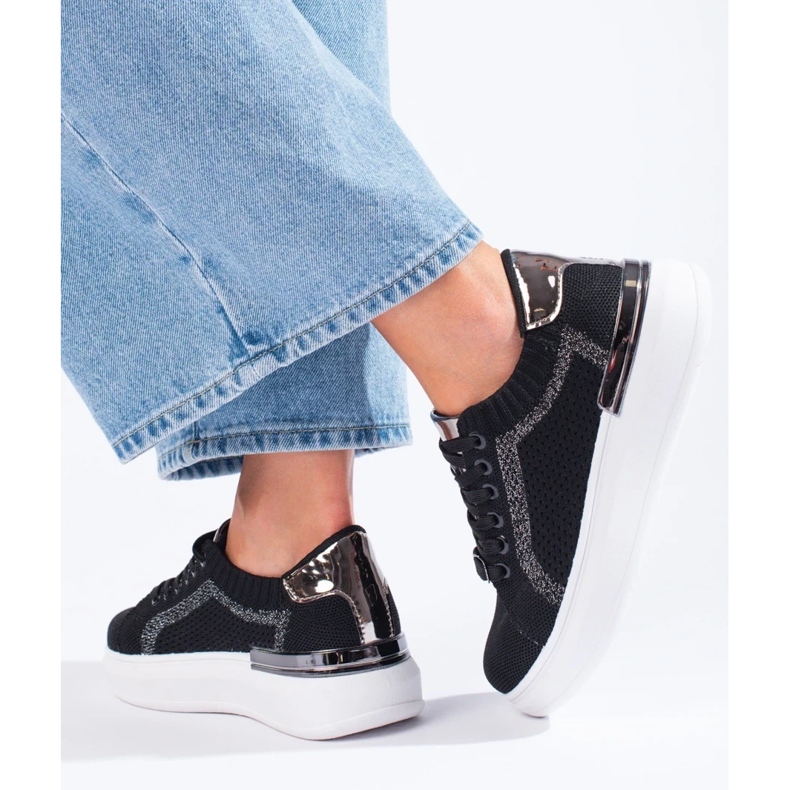 Textile sneakers on the platform Shelovet black 1
