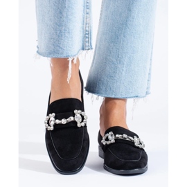 Black suede loafers with a Shelovet buckle 2