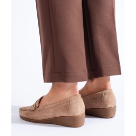 Beige suede loafers with a low wedge from Shelovet 1