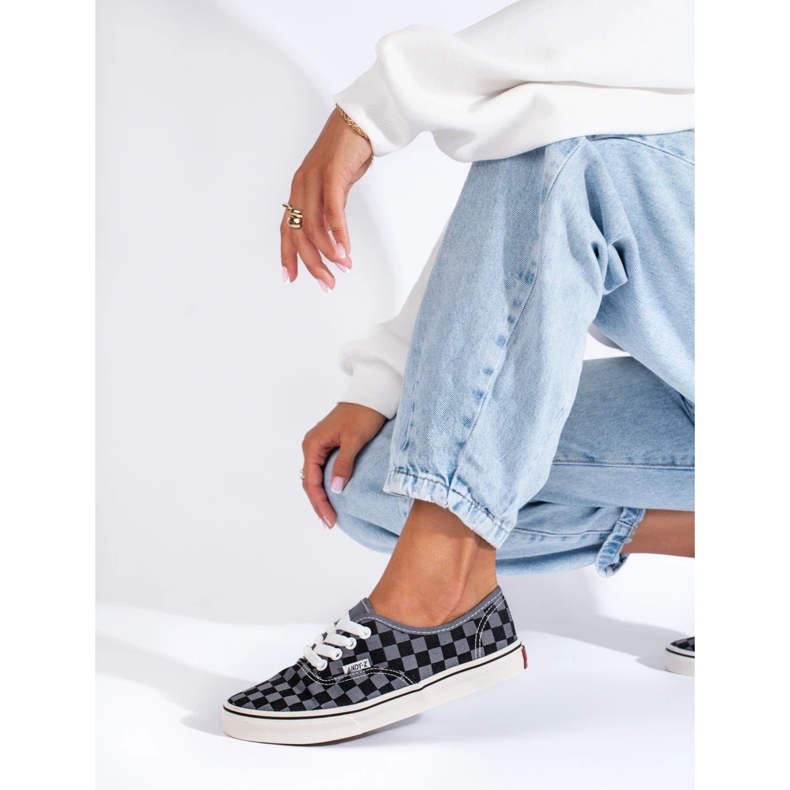 Black and gray checked sneakers from Shelovet grey 2