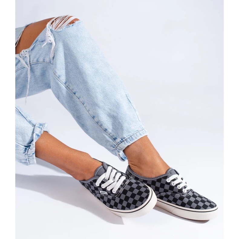 Black and gray checked sneakers from Shelovet grey 1