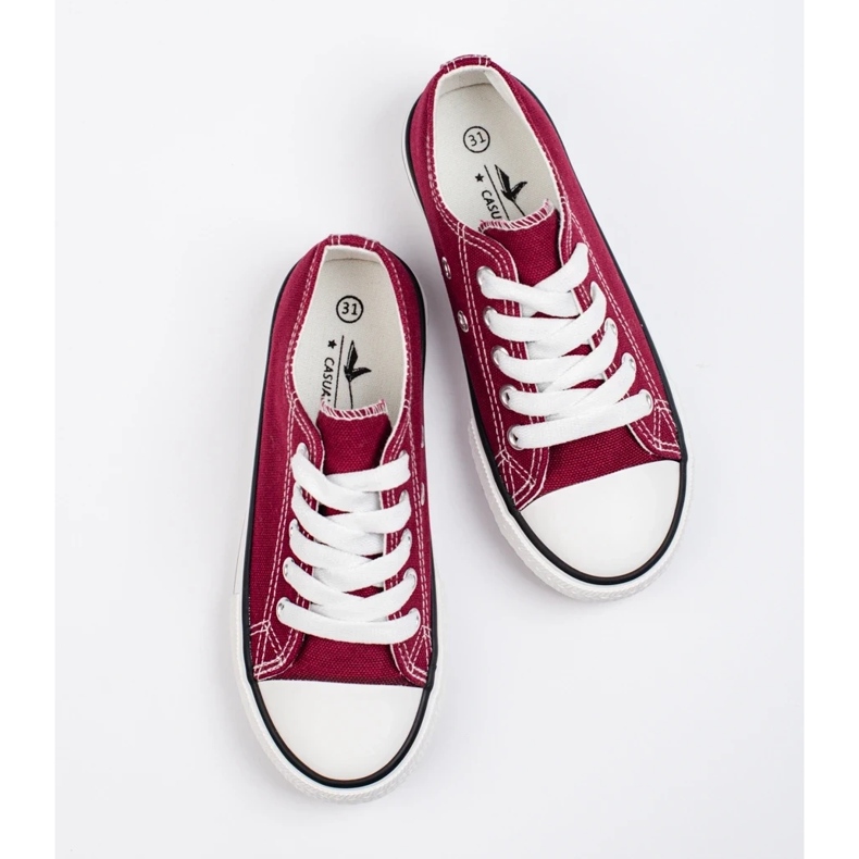Youth maroon Shelovet lace-up sneakers red 2
