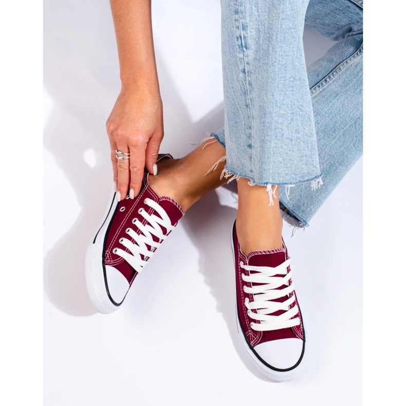 Women's low burgundy Shelovet sneakers red 2
