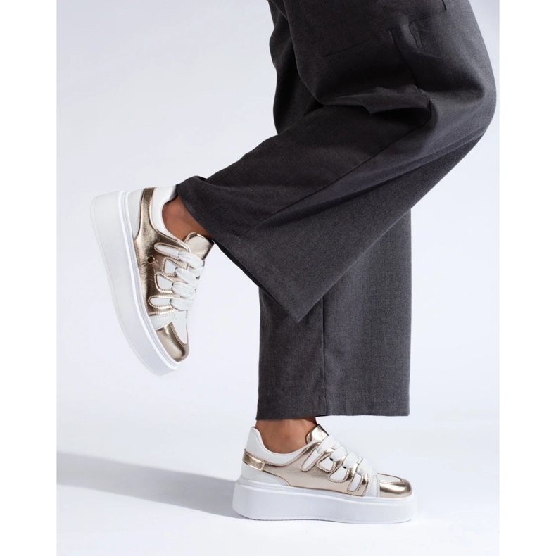 Gold and white high platform sneakers from Shelovet 2
