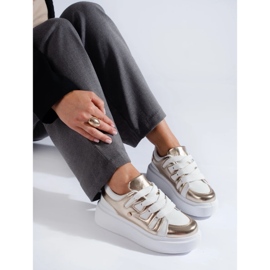 Gold and white high platform sneakers from Shelovet 1