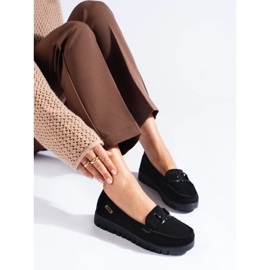 Goodin Suede black moccasins with a thick sole 1