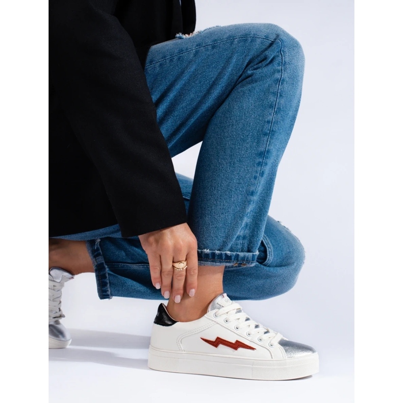 Shelovet women's white sneakers 2