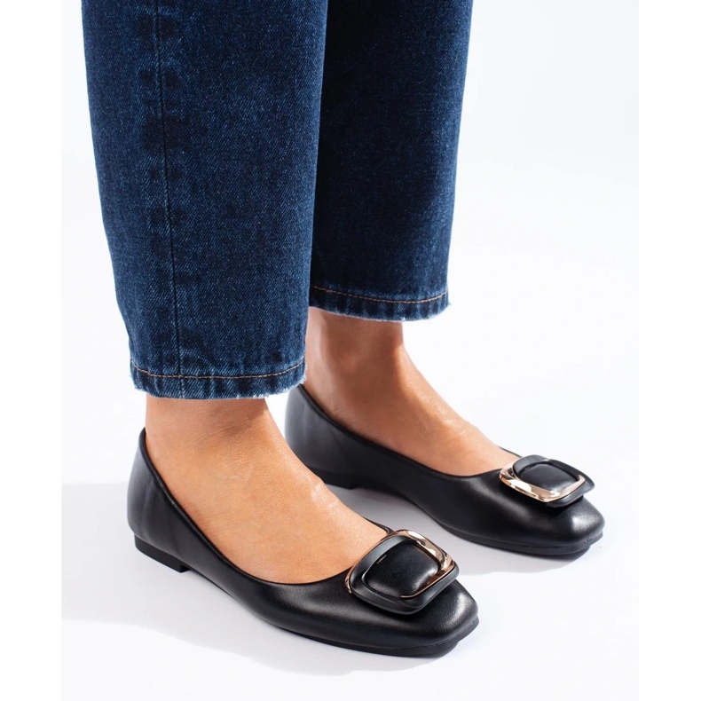 Black elegant ballet flats with a square toe by Shelovet 1 Black elegant ballet flats with a square toe by Shelovet 1