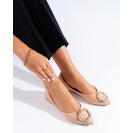 Women's beige Shelovet suede ballerina shoes 2