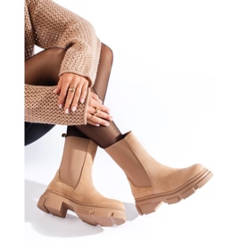 Beige suede Shelovet high Chelsea boots 2