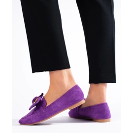 Women's purple suede moccasins 1