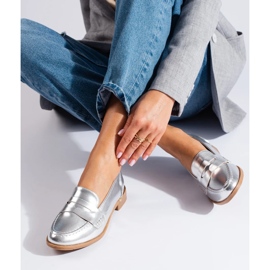 Women's silver eco-leather moccasins by Shelovet 2 Women's silver eco-leather moccasins by Shelovet 2