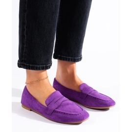 Comfortable women's suede lords, purple Shelovet violet 2