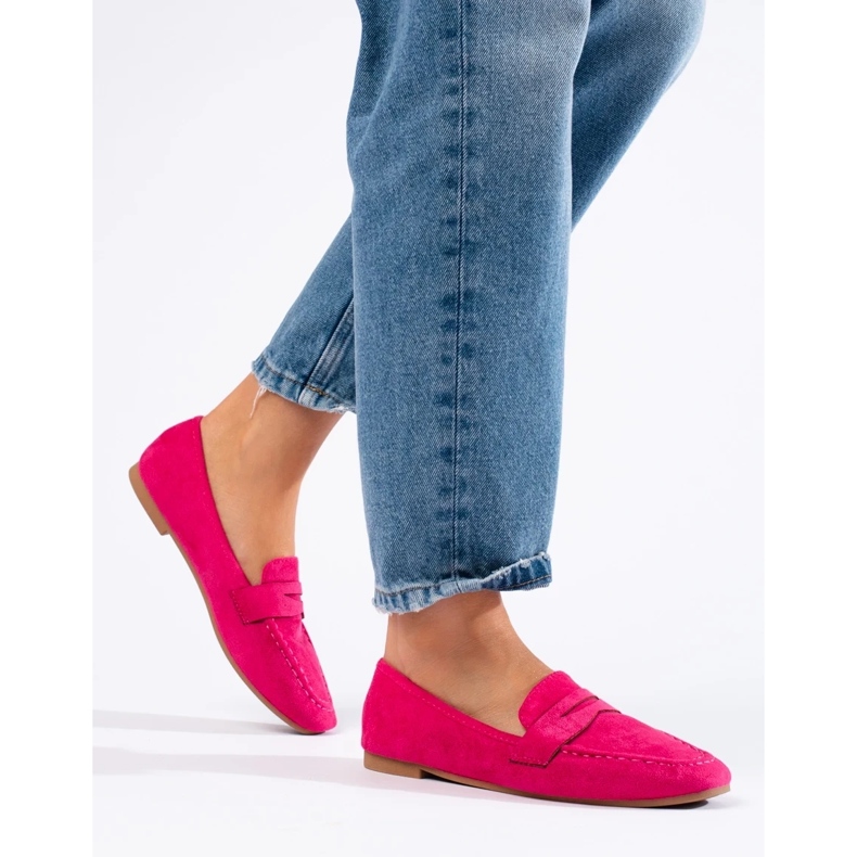 Comfortable women's suede lords fuchsia Shelovet pink 1