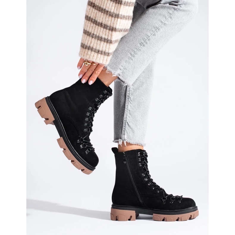 Suede lace-up workers boots, black, Vinceza 2 Suede lace-up workers boots, black, Vinceza 2