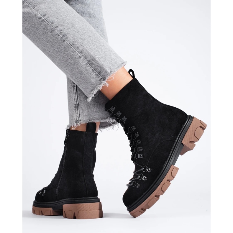 Suede lace-up workers boots, black, Vinceza 1 Suede lace-up workers boots, black, Vinceza 1