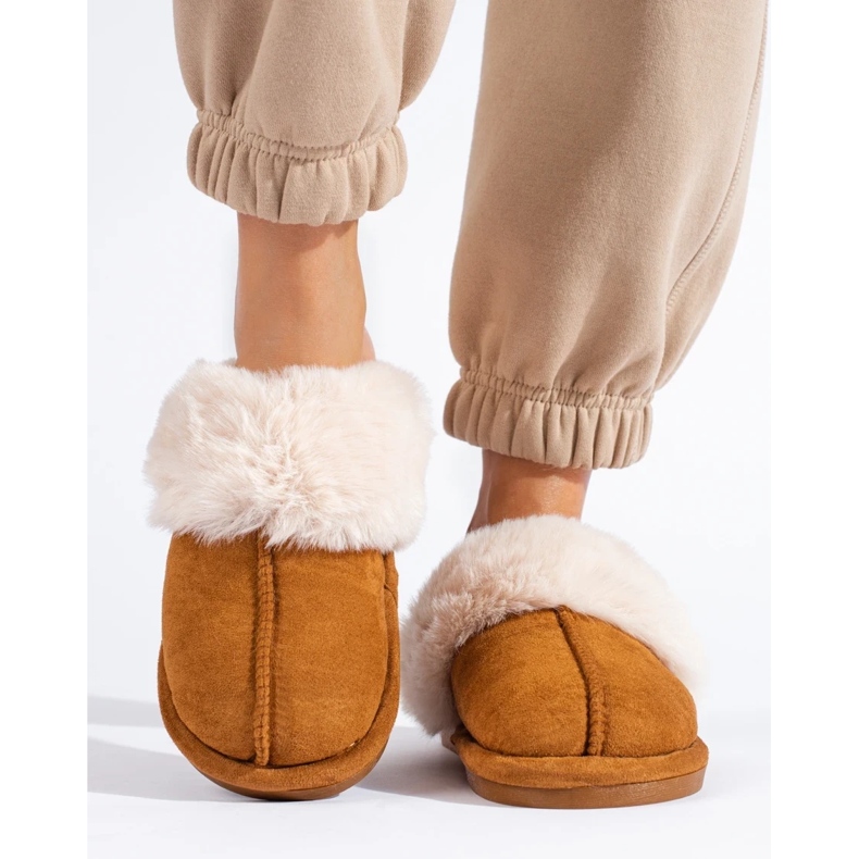 Shelovet women's camel slippers brown 1