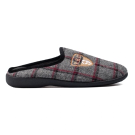 Shelovet men's gray checkered slippers grey 2