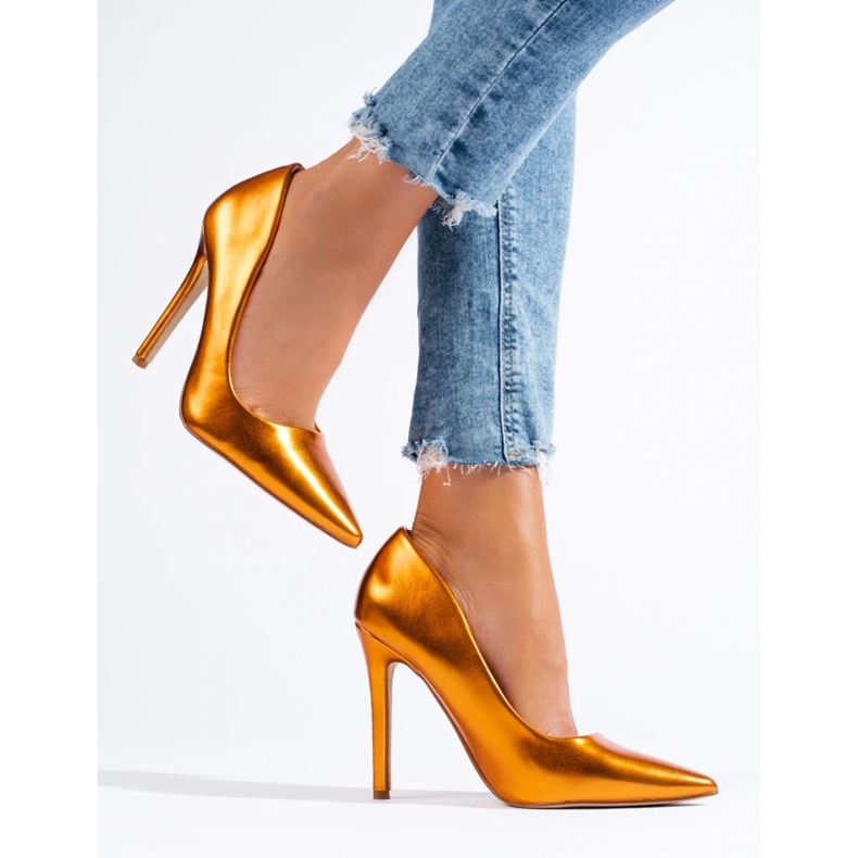 Shelovet orange metallic high heel pumps 2