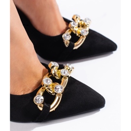 Suede black heels with a Vinceza chain 1
