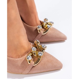 Suede pink high heels with a chain from Vinceza 1 Suede pink high heels with a chain from Vinceza 1