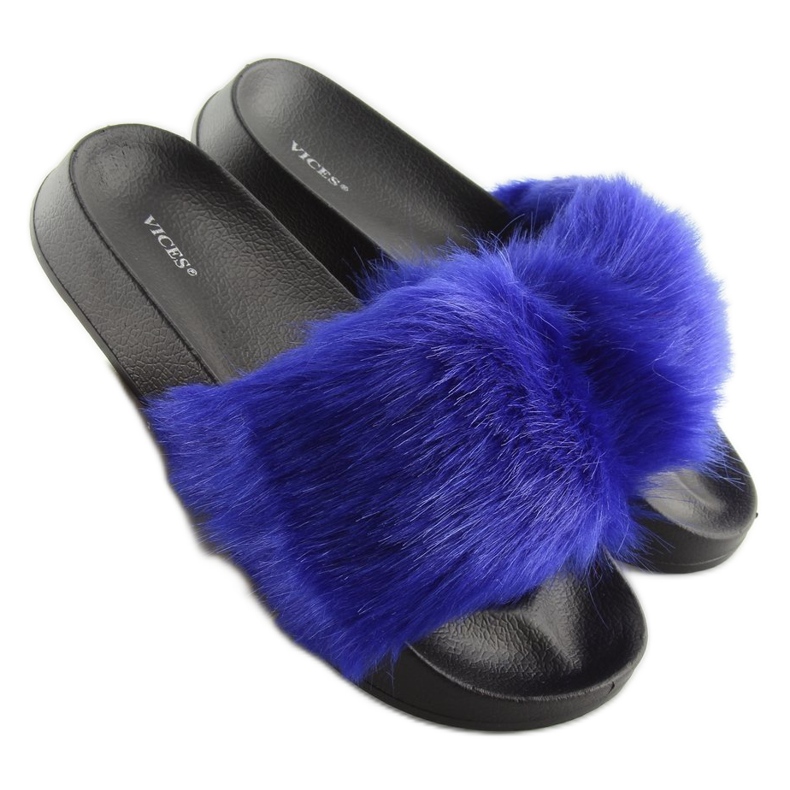 Navy blue fur slippers S36 D.BLUE 2 Navy blue fur slippers S36 D.BLUE 2