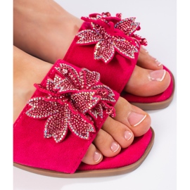 Women's fuchsia flip-flops with decoration pink 2 Women's fuchsia flip-flops with decoration pink 2