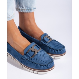 Goodin Openwork blue platform loafers 2