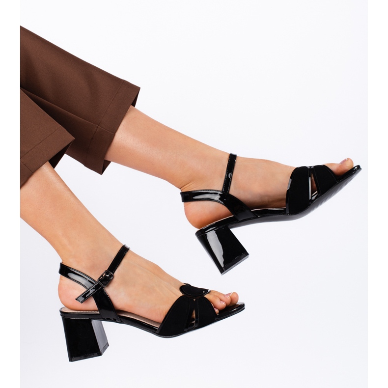 Goodin Ladies' patent black high-heeled sandals 2