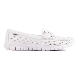 Goodin Women's white openwork moccasins 1