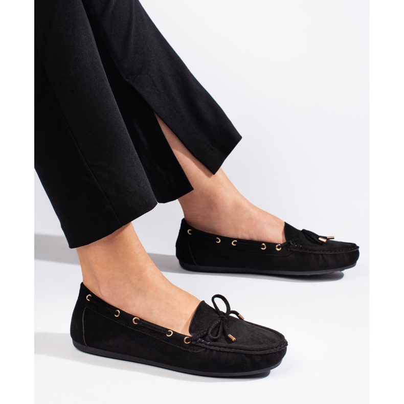 Women's black suede loafers 2
