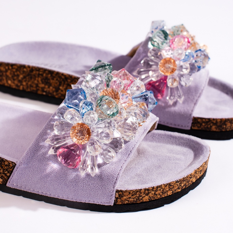 Women's purple suede flip-flops violet 2
