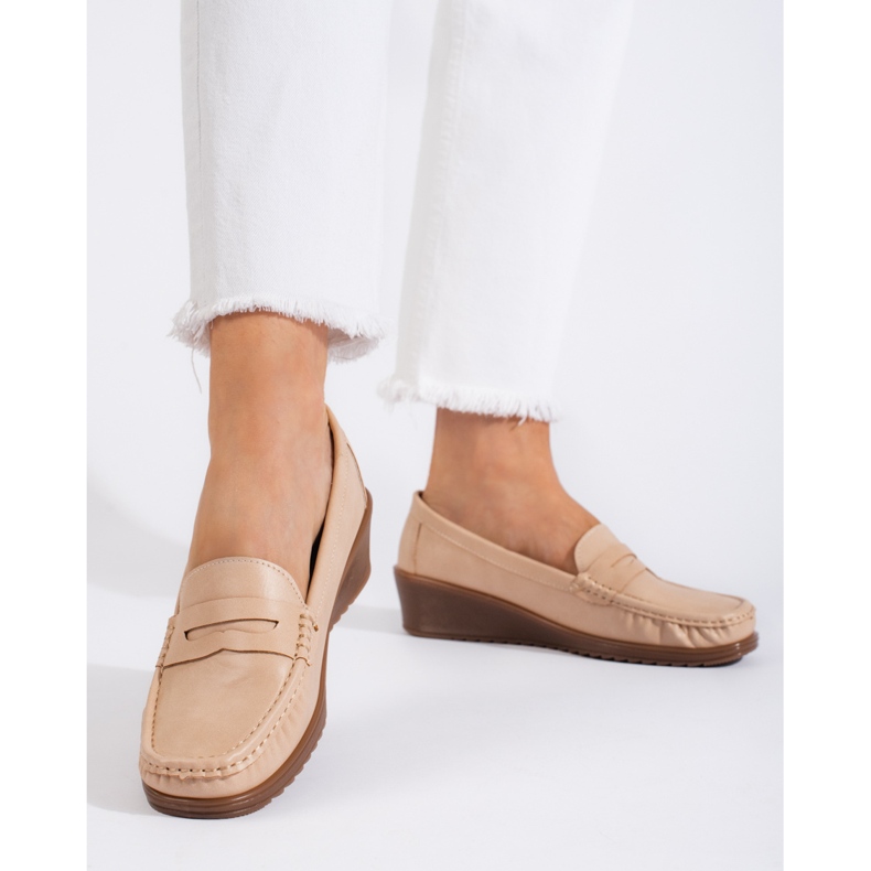 Women's beige moccasins 2