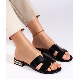 Black women's flat slides 2 Black women's flat slides 2